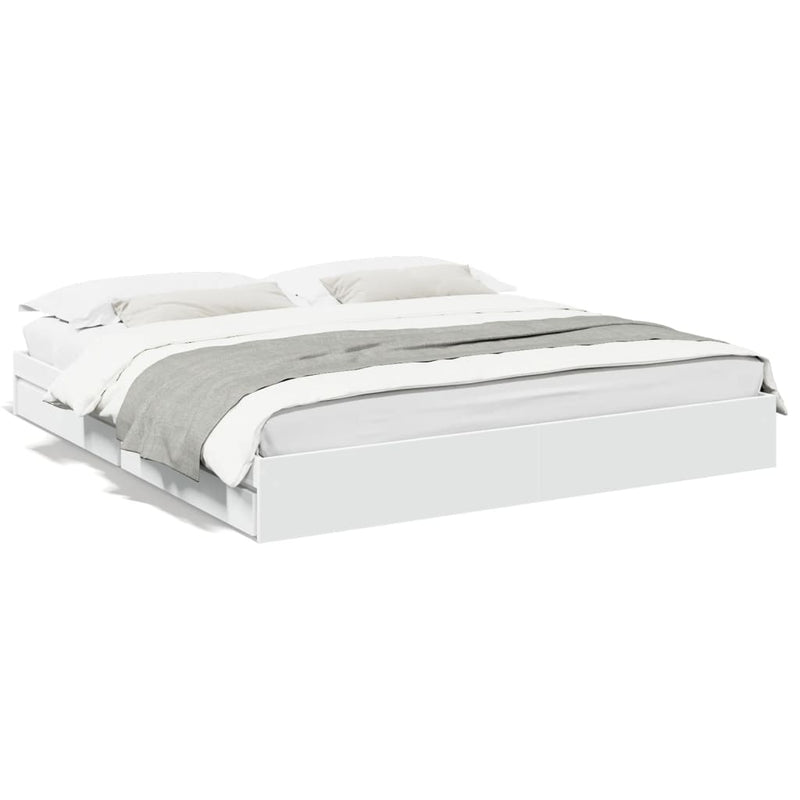 Bedframe met lades bewerkt hout wit 180x200 cm