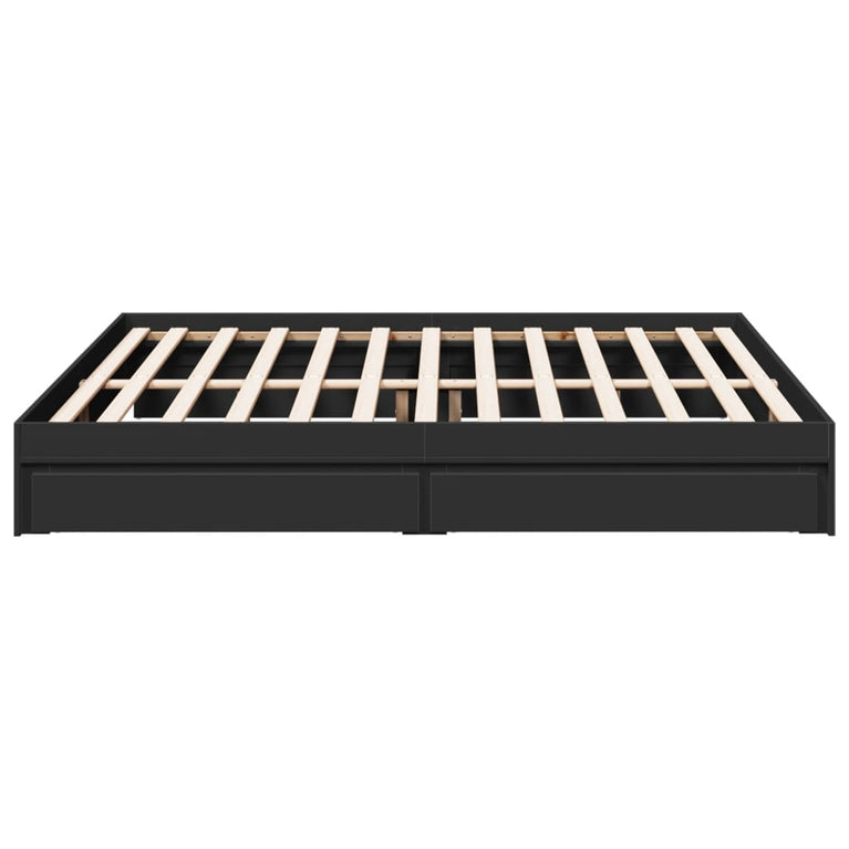 Bedframe met lades bewerkt hout zwart 180x200 cm