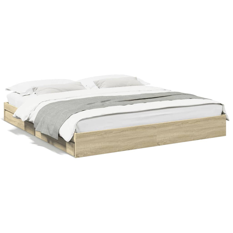 Bedframe met lades bewerkt hout sonoma eikenkleurig 180x200 cm