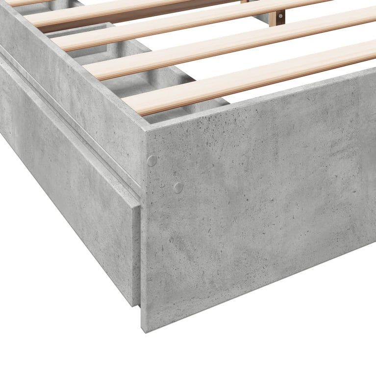 Bedframe met lades bewerkt hout betongrijs 180x200 cm