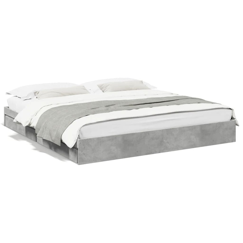 Bedframe met lades bewerkt hout betongrijs 180x200 cm