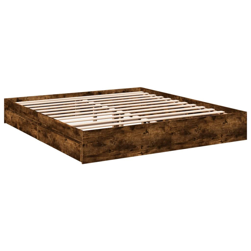 Bedframe met lades bewerkt hout gerookt eikenkleurig 180x200 cm