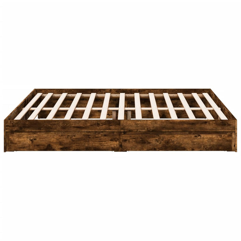 Bedframe met lades bewerkt hout gerookt eikenkleurig 180x200 cm