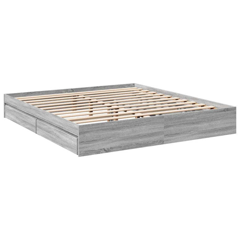 Bedframe met lades bewerkt hout grijs sonoma eiken 180x200 cm