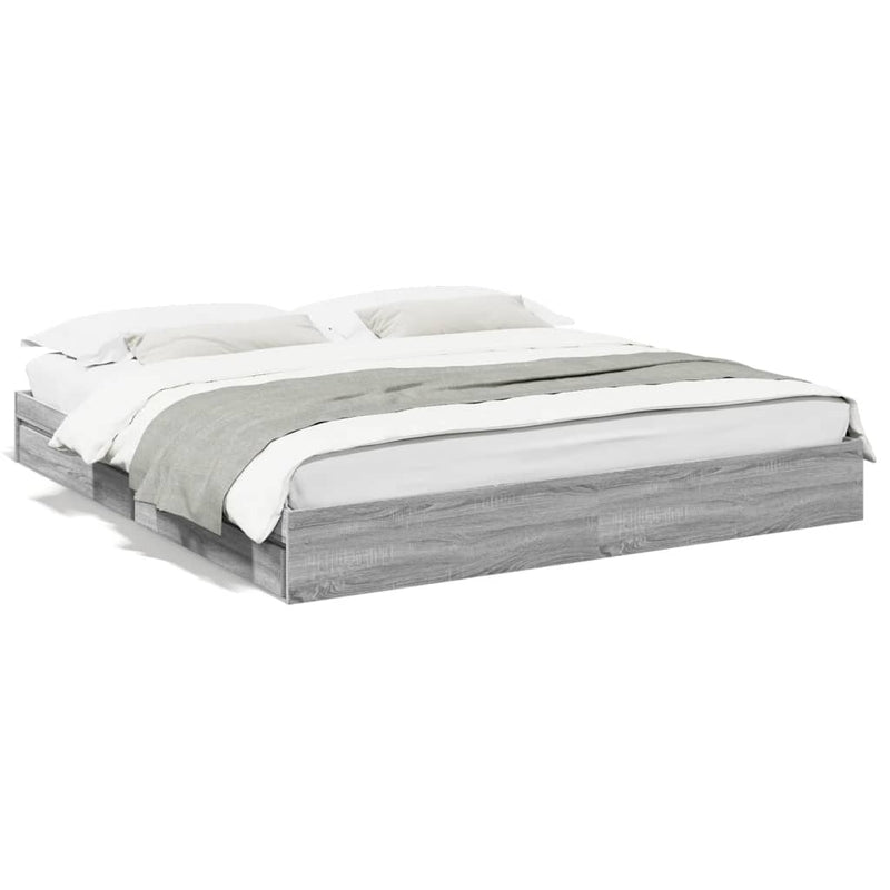 Bedframe met lades bewerkt hout grijs sonoma eiken 180x200 cm