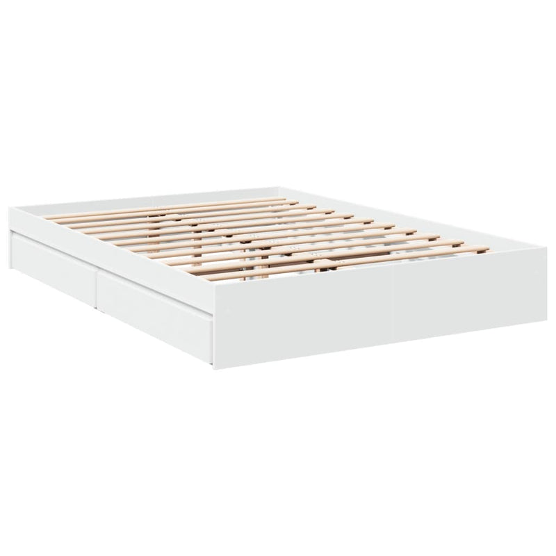 Bedframe met lades bewerkt hout wit 160x200 cm