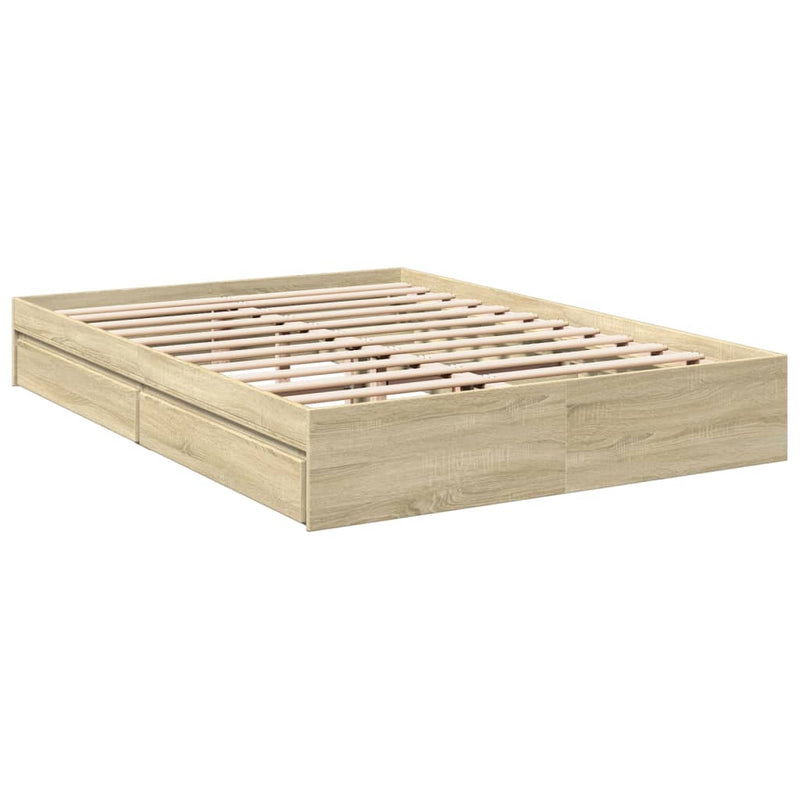 Bedframe met lades bewerkt hout sonoma eikenkleurig 160x200 cm