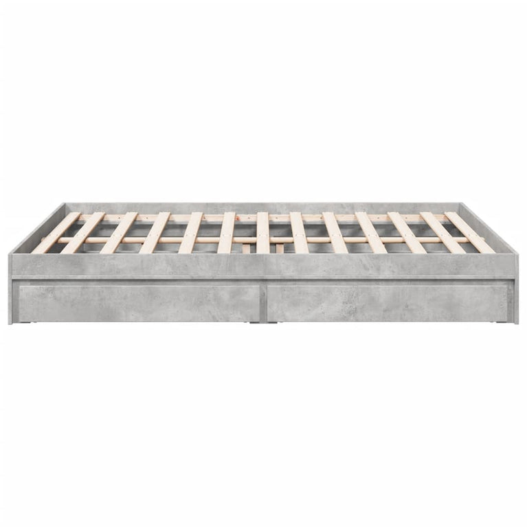 Bedframe met lades bewerkt hout betongrijs 160x200 cm