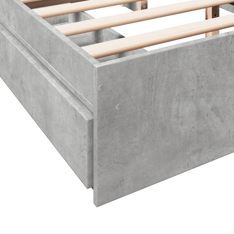Bedframe met lades bewerkt hout betongrijs 160x200 cm