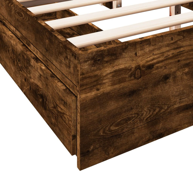 Bedframe met lades bewerkt hout gerookt eikenkleurig 160x200 cm