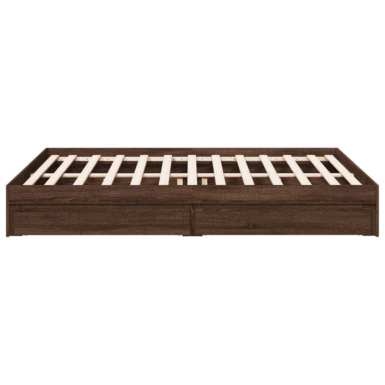 Bedframe met lades bewerkt hout bruin eikenkleurig 160x200 cm