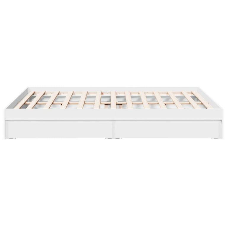 Bedframe met lades bewerkt hout wit 150x200 cm