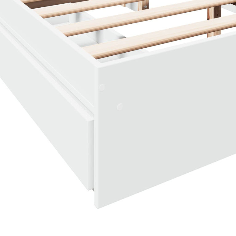 Bedframe met lades bewerkt hout wit 150x200 cm