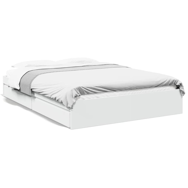 Bedframe met lades bewerkt hout wit 150x200 cm