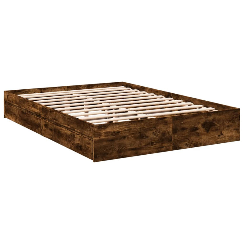 Bedframe met lades bewerkt hout gerookt eikenkleurig 150x200 cm