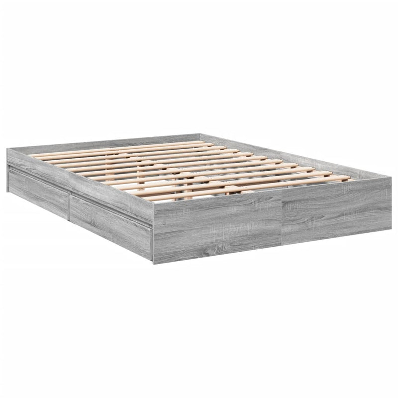 Bedframe met lades bewerkt hout grijs sonoma eiken 150x200 cm