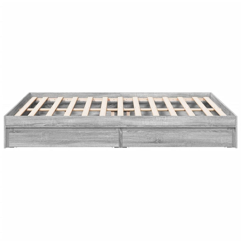 Bedframe met lades bewerkt hout grijs sonoma eiken 150x200 cm
