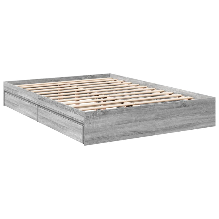 Bedframe met lades bewerkt hout grijs sonoma eiken 150x200 cm