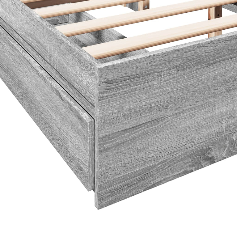 Bedframe met lades bewerkt hout grijs sonoma eiken 150x200 cm
