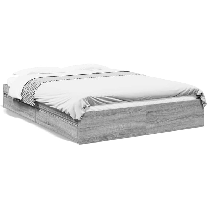 Bedframe met lades bewerkt hout grijs sonoma eiken 150x200 cm