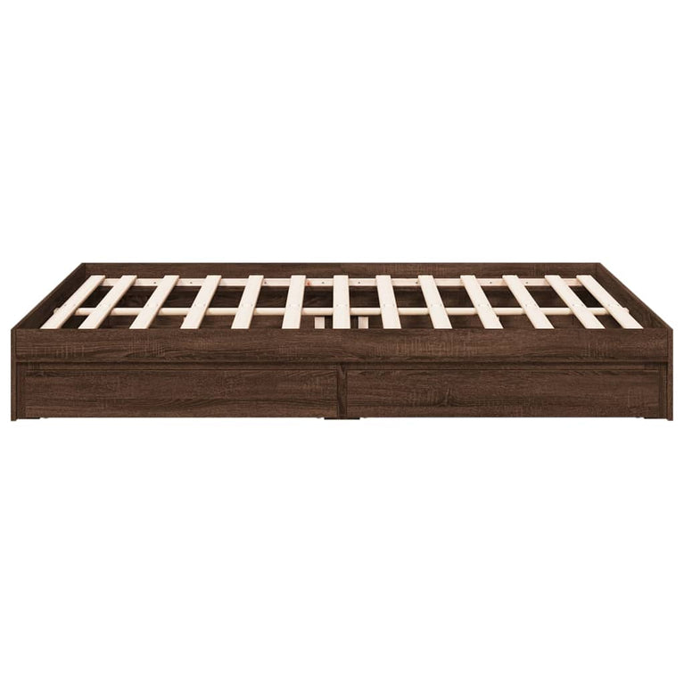Bedframe met lades bewerkt hout bruin eikenkleurig 150x200 cm