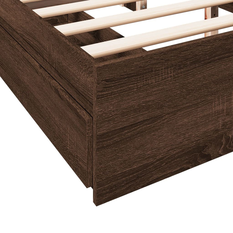 Bedframe met lades bewerkt hout bruin eikenkleurig 150x200 cm