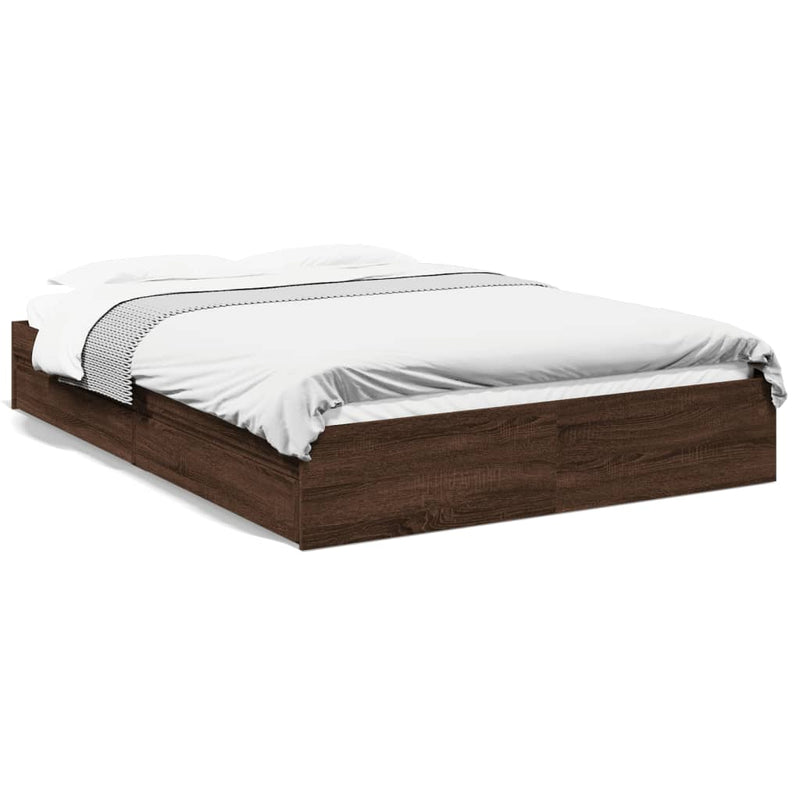 Bedframe met lades bewerkt hout bruin eikenkleurig 150x200 cm