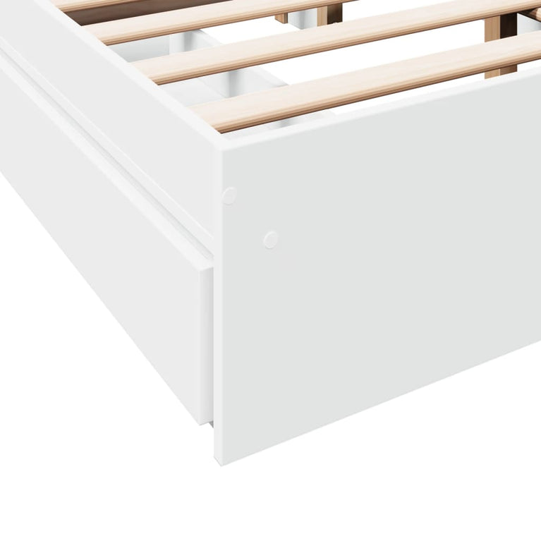 Bedframe met lades bewerkt hout wit 140x200 cm