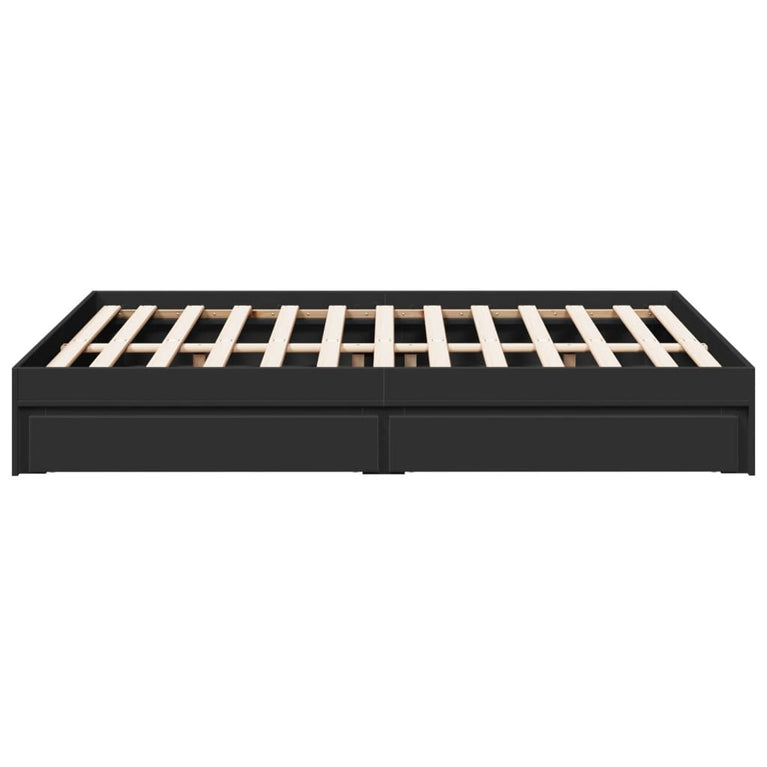 Bedframe met lades bewerkt hout zwart 140x200 cm