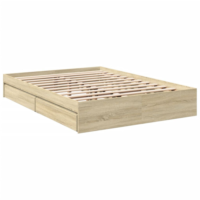 Bedframe met lades bewerkt hout sonoma eikenkleurig 140x200 cm