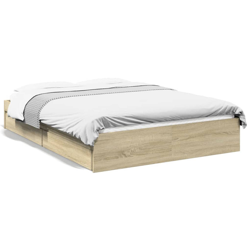 Bedframe met lades bewerkt hout sonoma eikenkleurig 140x200 cm