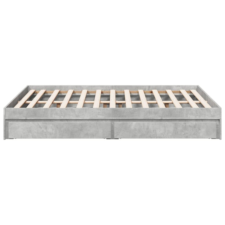 Bedframe met lades bewerkt hout betongrijs 140x200 cm