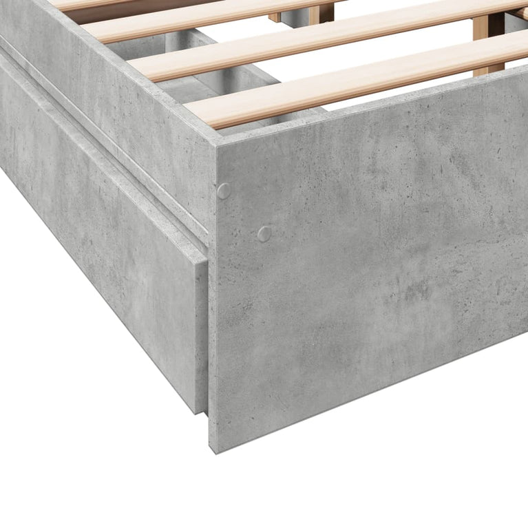 Bedframe met lades bewerkt hout betongrijs 140x200 cm