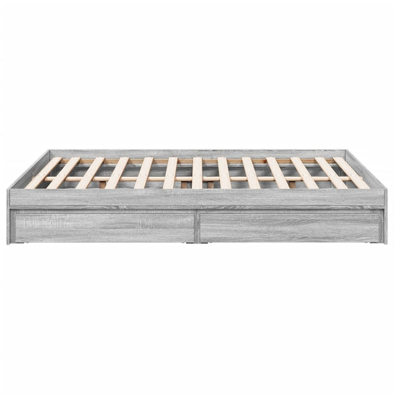Bedframe met lades bewerkt hout grijs sonoma eiken 140x200 cm