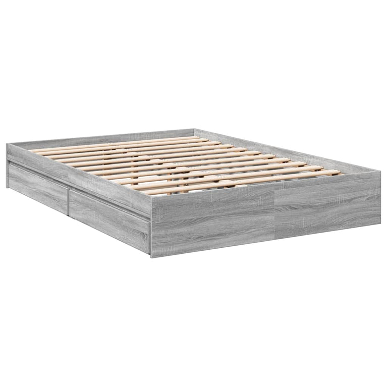 Bedframe met lades bewerkt hout grijs sonoma eiken 140x200 cm