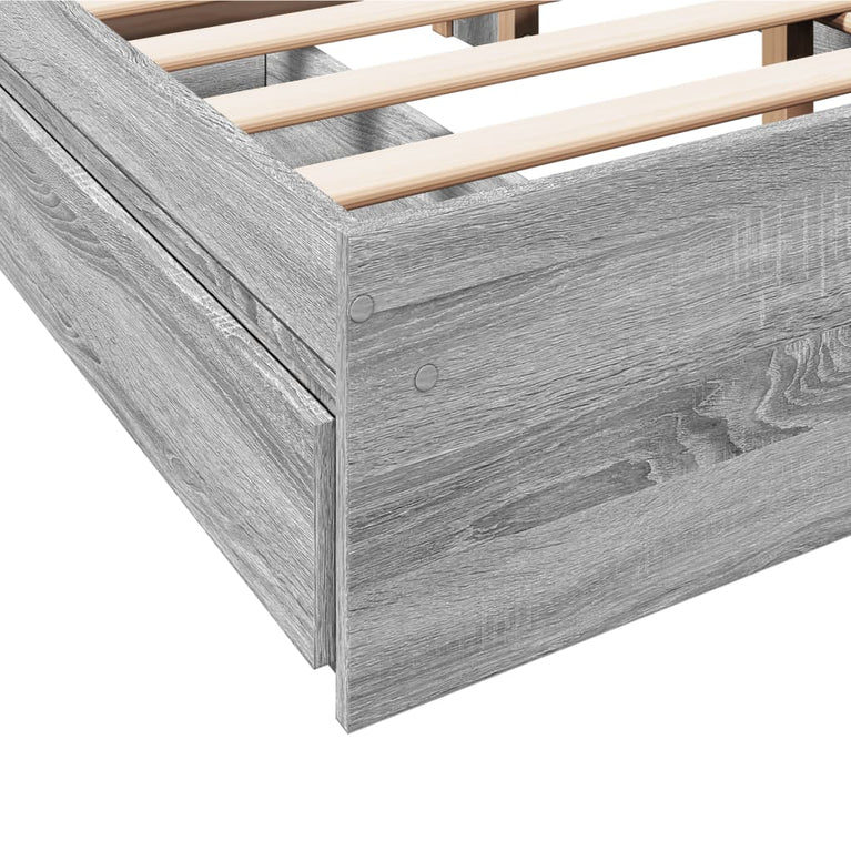 Bedframe met lades bewerkt hout grijs sonoma eiken 140x200 cm