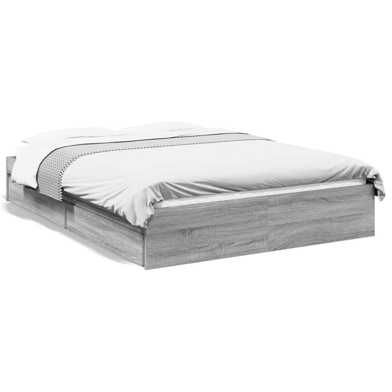 Bedframe met lades bewerkt hout grijs sonoma eiken 140x200 cm