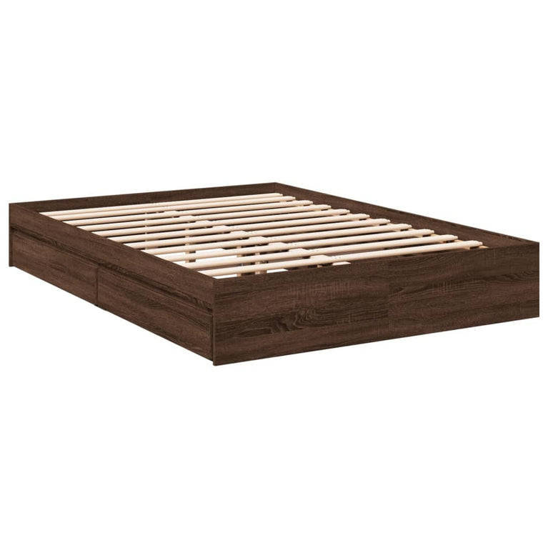Bedframe met lades bewerkt hout bruin eikenkleurig 140x200 cm