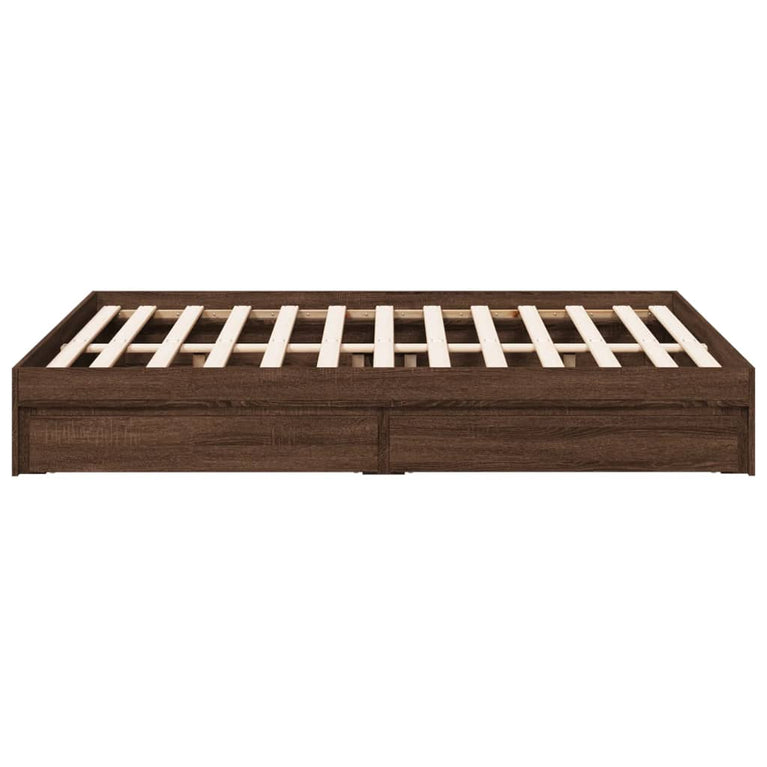 Bedframe met lades bewerkt hout bruin eikenkleurig 140x200 cm