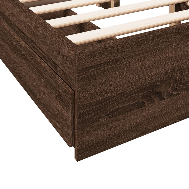 Bedframe met lades bewerkt hout bruin eikenkleurig 140x200 cm