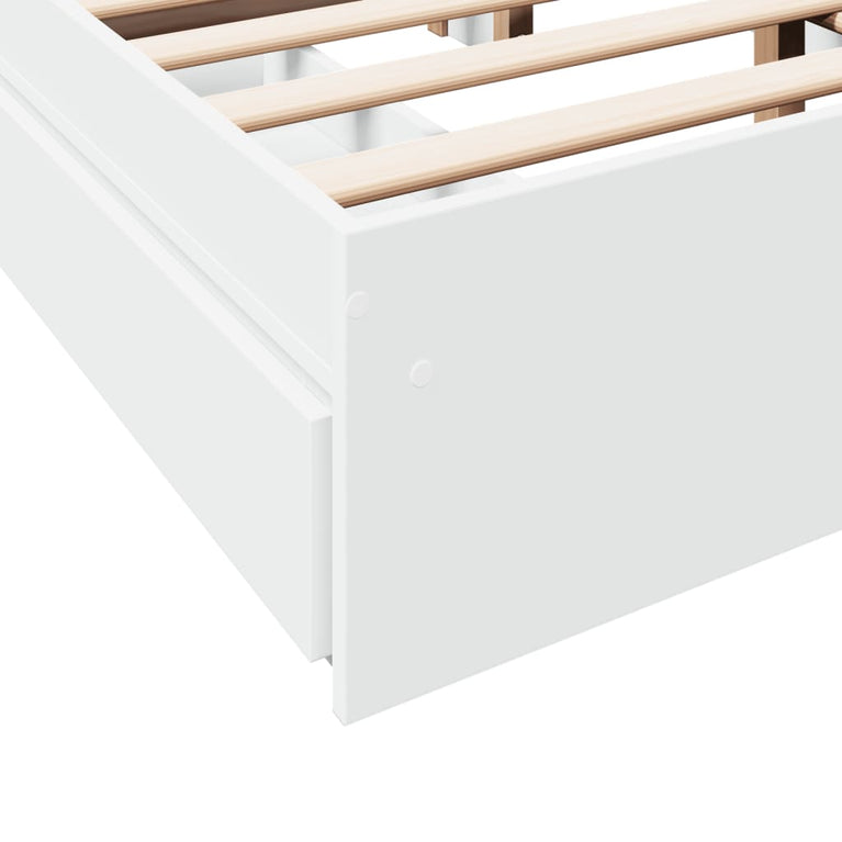 Bedframe met lades bewerkt hout wit 120x200 cm