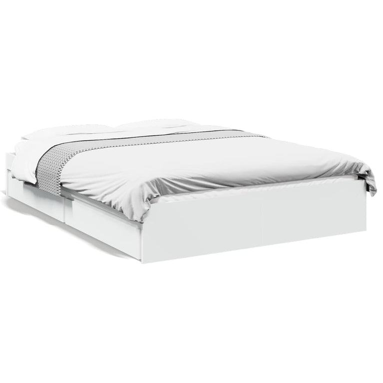 Bedframe met lades bewerkt hout wit 120x200 cm