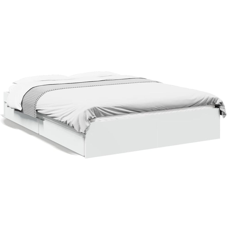 Bedframe met lades bewerkt hout wit 120x200 cm