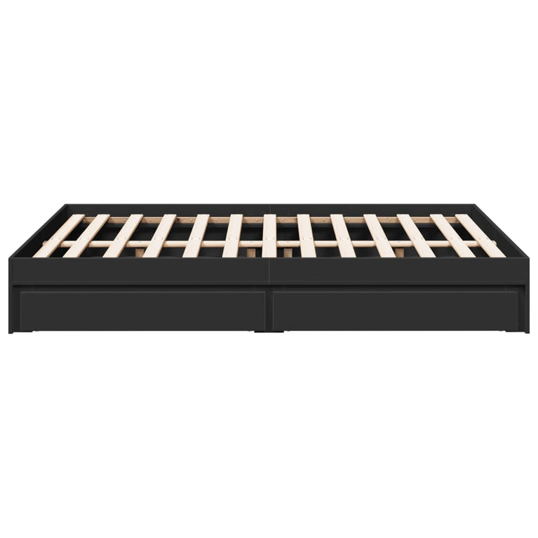 Bedframe met lades bewerkt hout zwart 120x200 cm