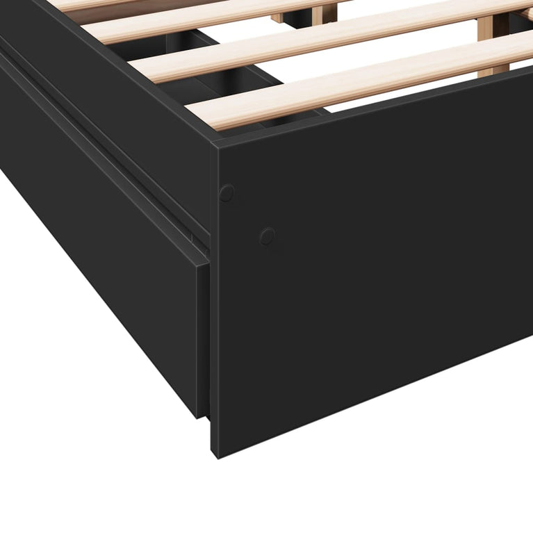 Bedframe met lades bewerkt hout zwart 120x200 cm