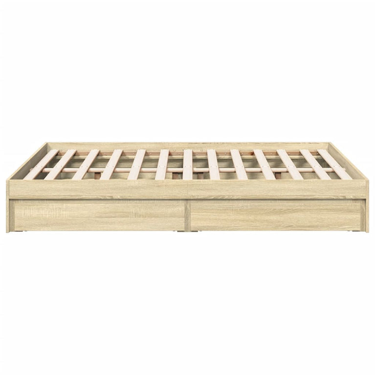 Bedframe met lades bewerkt hout sonoma eikenkleurig 120x200 cm