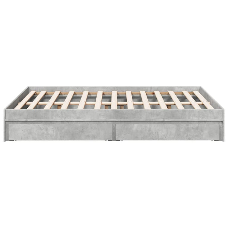 Bedframe met lades bewerkt hout betongrijs 120x200 cm