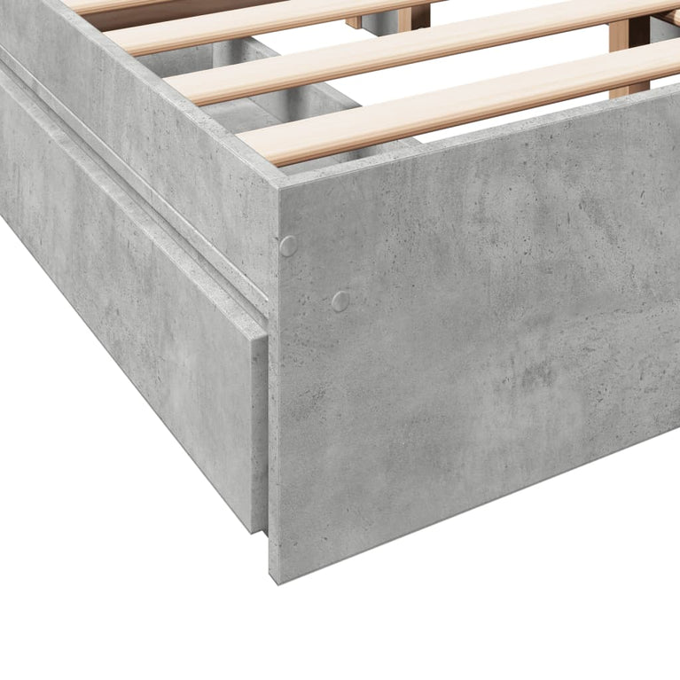Bedframe met lades bewerkt hout betongrijs 120x200 cm