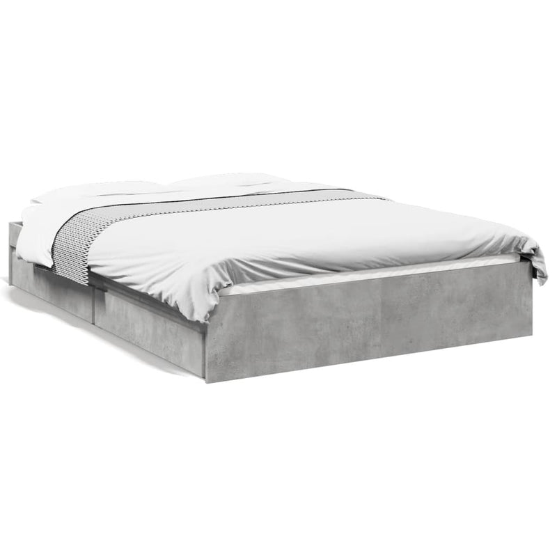 Bedframe met lades bewerkt hout betongrijs 120x200 cm
