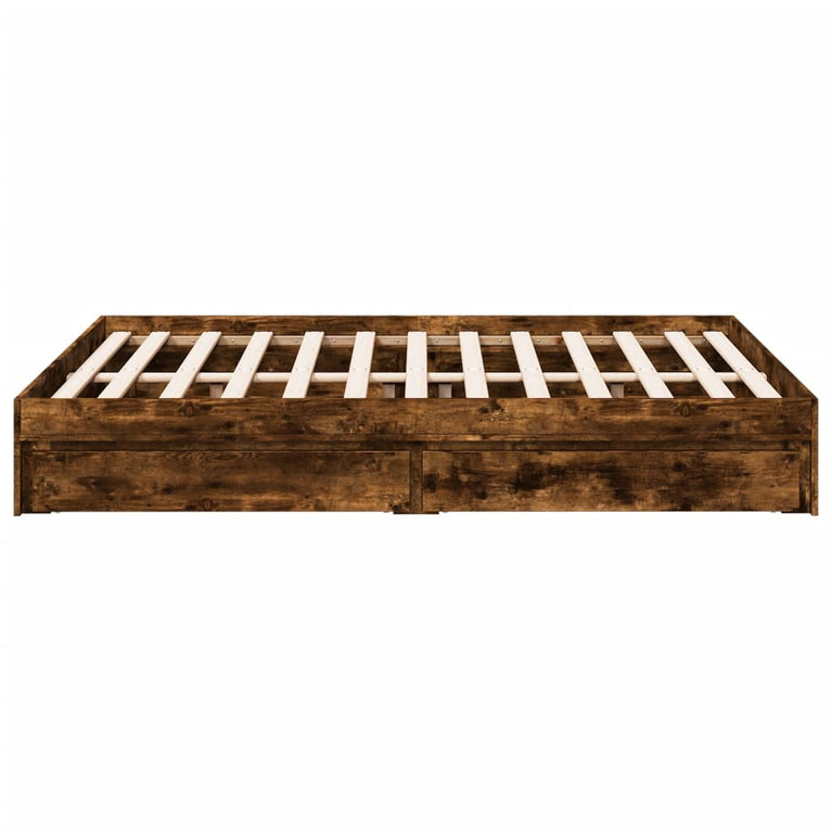 Bedframe met lades bewerkt hout gerookt eikenkleurig 120x200 cm